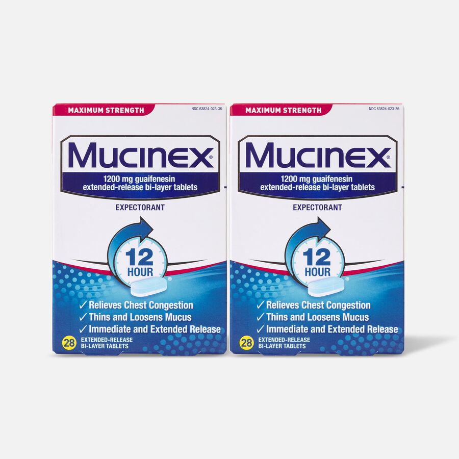Mucinex Maximum Strength 12-Hour Chest Congestion Expectorant Tablets, 28 ct. (2-Pack), , large image number 0