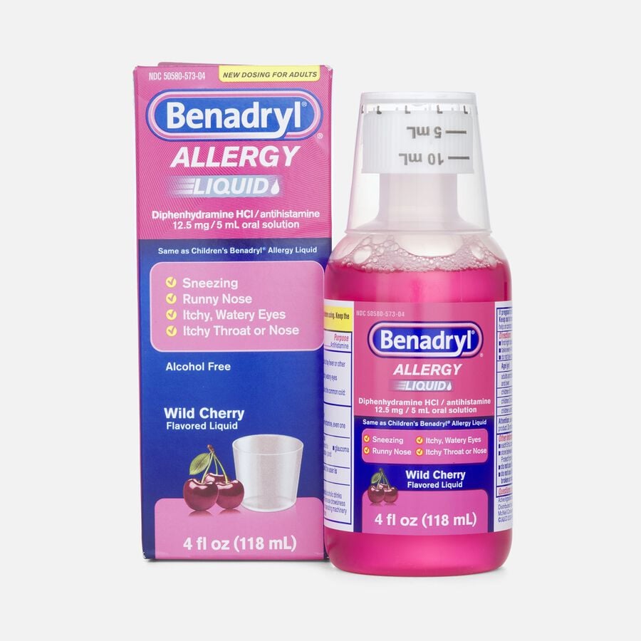 Benadryl Allergy Relief Oral Solution, Wild Cherry, 4 fl oz., , large image number 0