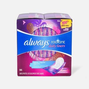 Always Radiant Daily Liners Regular Absorbency Unscented, 96 ct.
