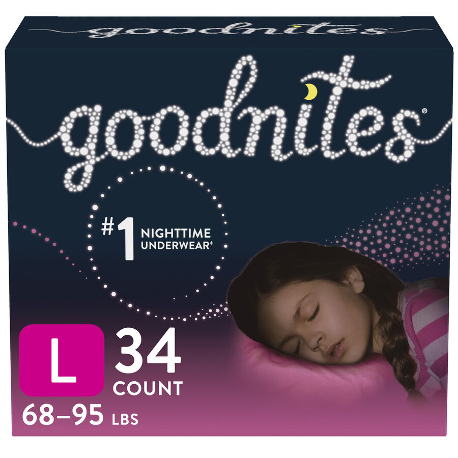 Goodnites Youth Pants for Girls, Giga Pack, , large image number 0