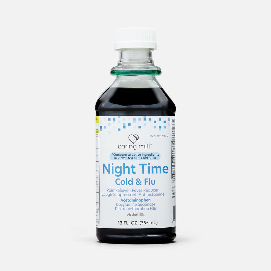 Caring Mill™ Night Time Cold & Flu Relief, Original Menthol Flavor, 12 fl oz., , large image number 0