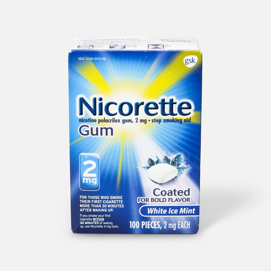 Nicorette Nicotine Gum, White Ice Mint, 4mg, 100 ct