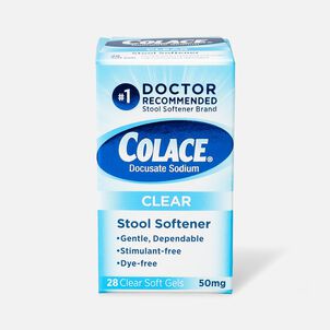 Colace Clear Stool Softener Softgels, 50 mg, 28 ct.