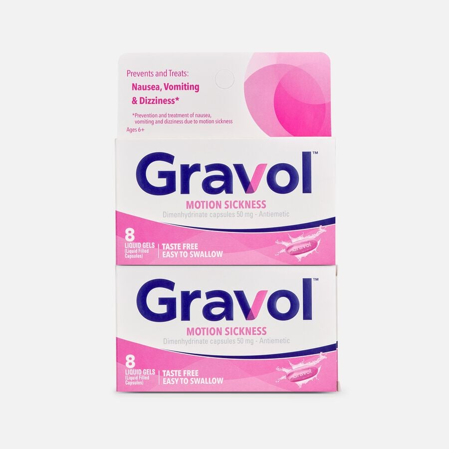 Gravol Motion Sickness Relief Liquid Gels, 8 ct. (2-Pack), , large image number 0