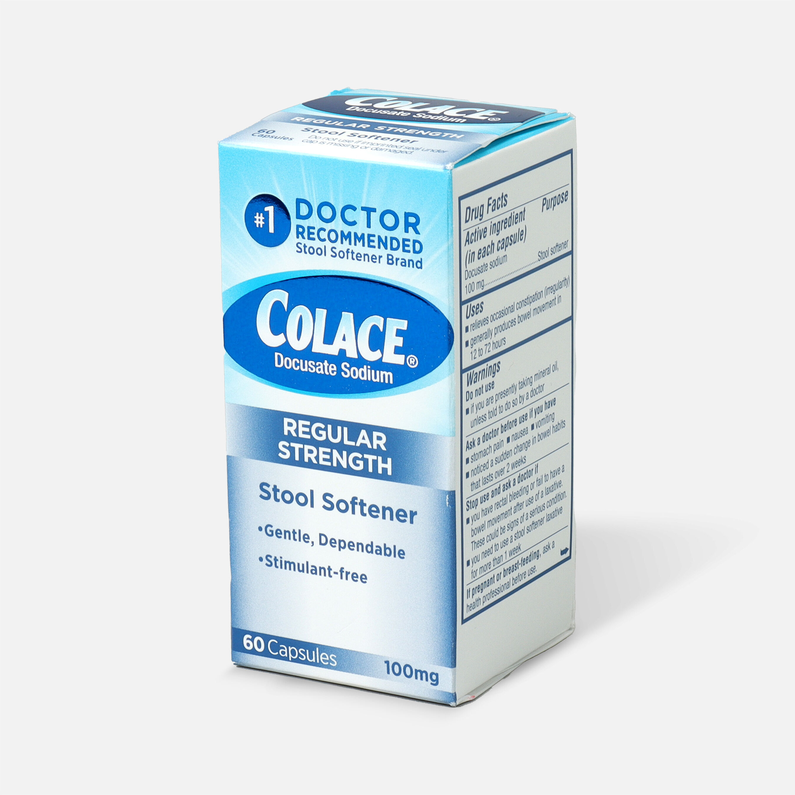 Colace Stool Softener Laxative 100 Mg Capsules 60 Ea