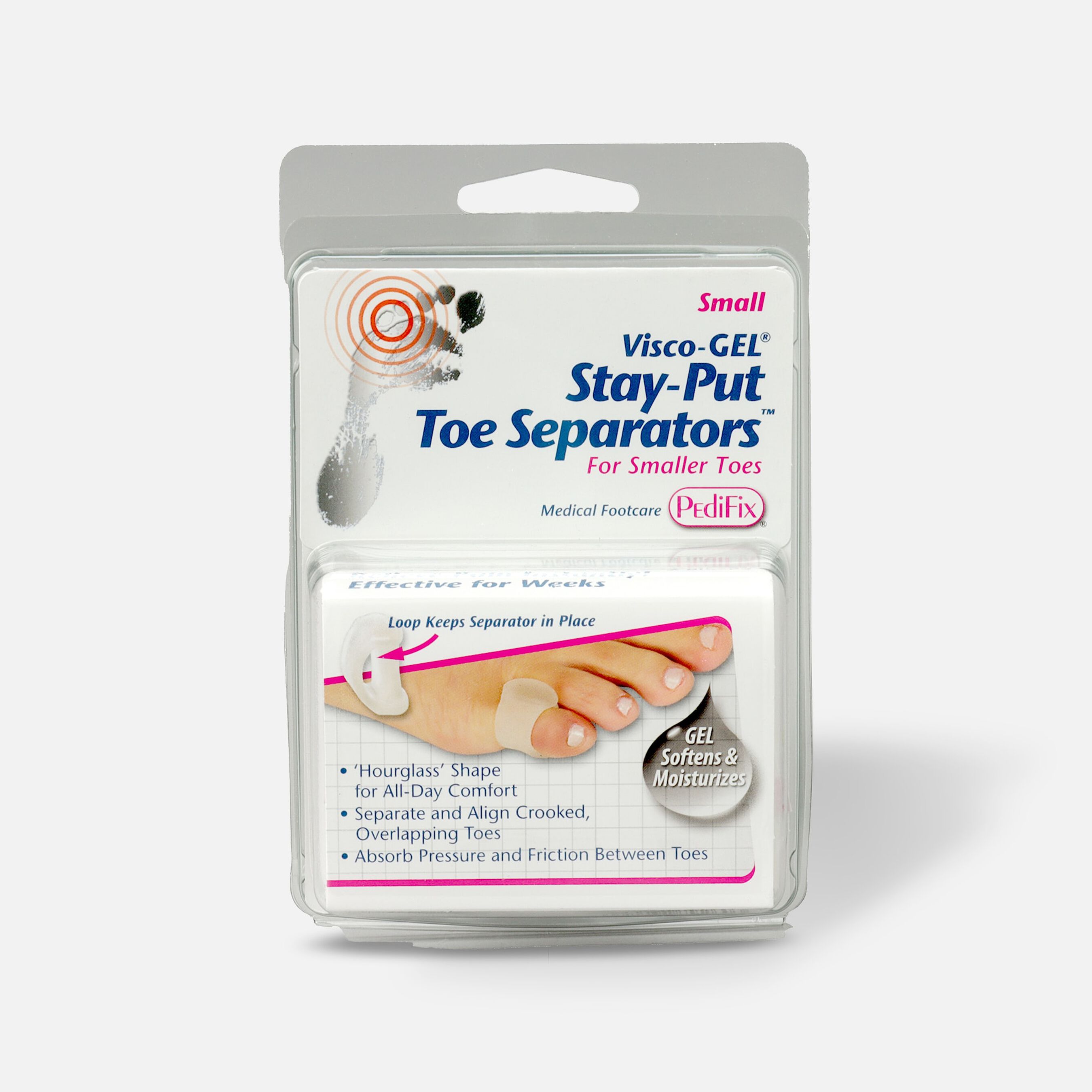 Pedifix ViscoGEL StayPut Toe Separators, Small
