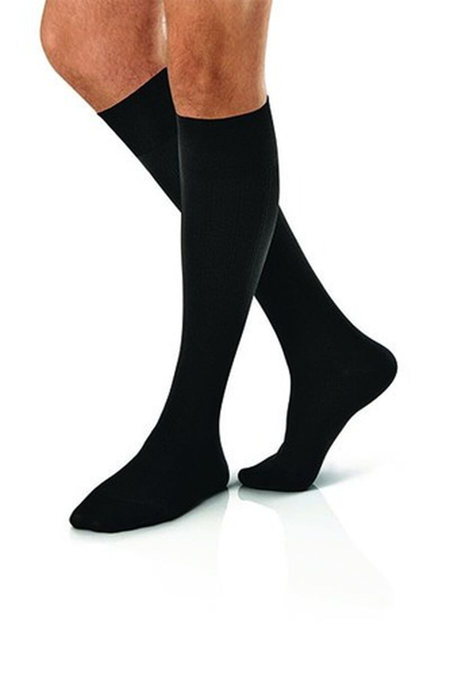 BSN Jobst Men's Knee-High Ribbed Extra Firm Compression Socks, Closed Toe, Large, Black, , large image number 2