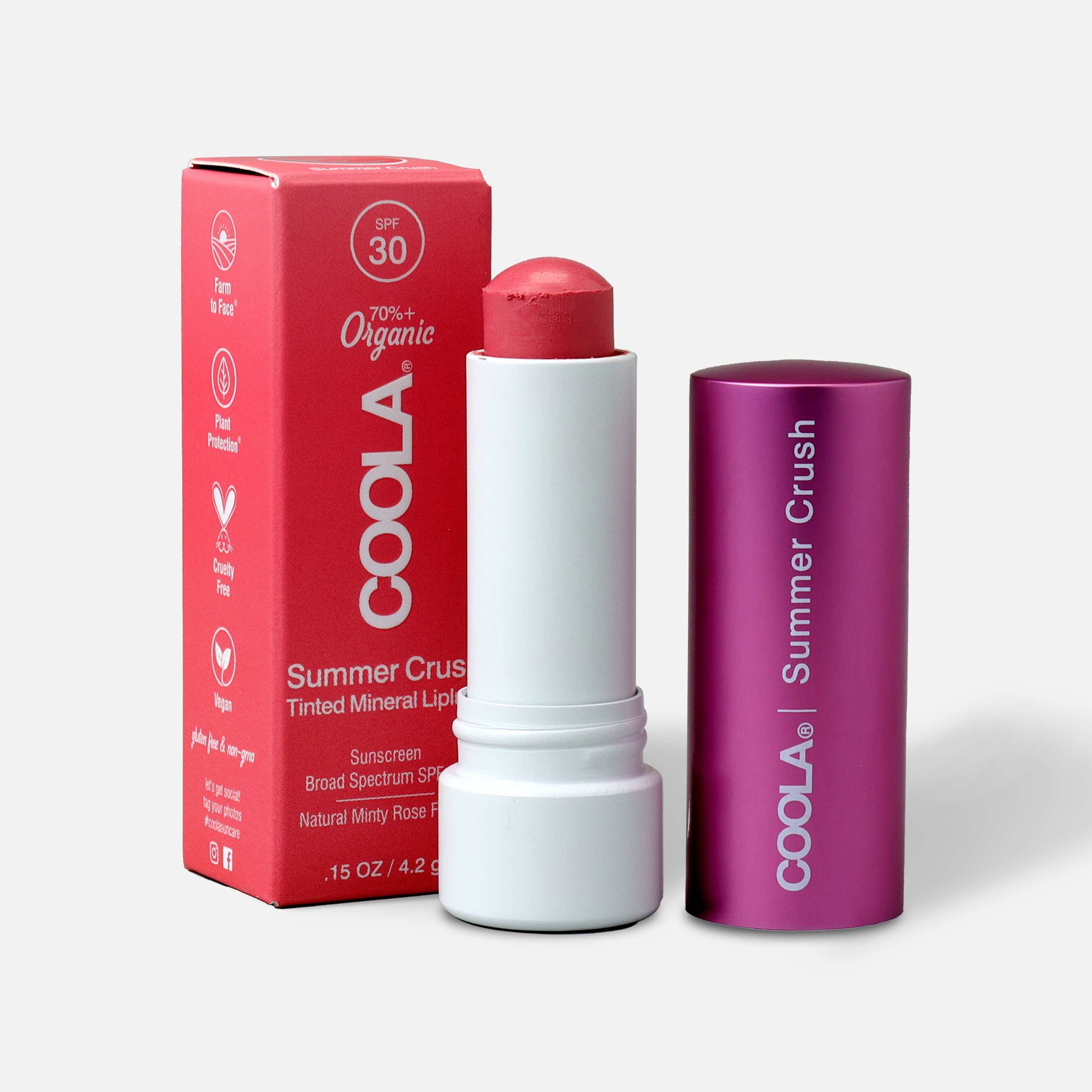 HSA Eligible COOLA Mineral Liplux SPF 30 Summer Crush Lip Balm, .15 oz