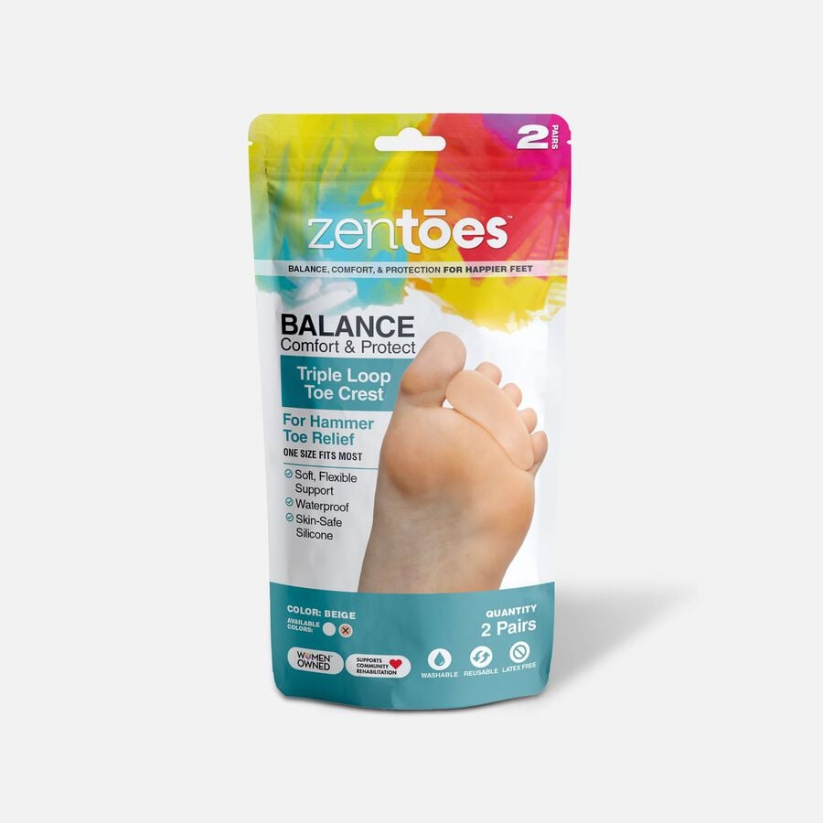 ZenToes Hammer Toe Crests with 3 Loops, Beige - 4-Pack, Beige, large image number 0
