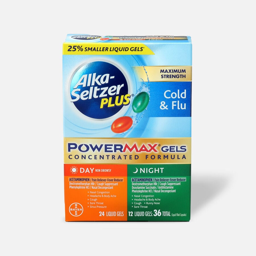 Alka-Seltzer Plus PowerMax Gels, Cold & Flu, Day & Night, 36 ct., , large image number 0