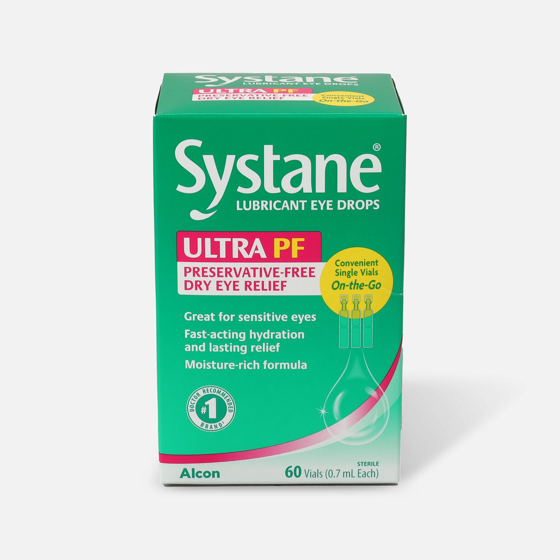 HSA Eligible Systane Ultra Preservative Free Lubricant Eye Drops, 60 ct