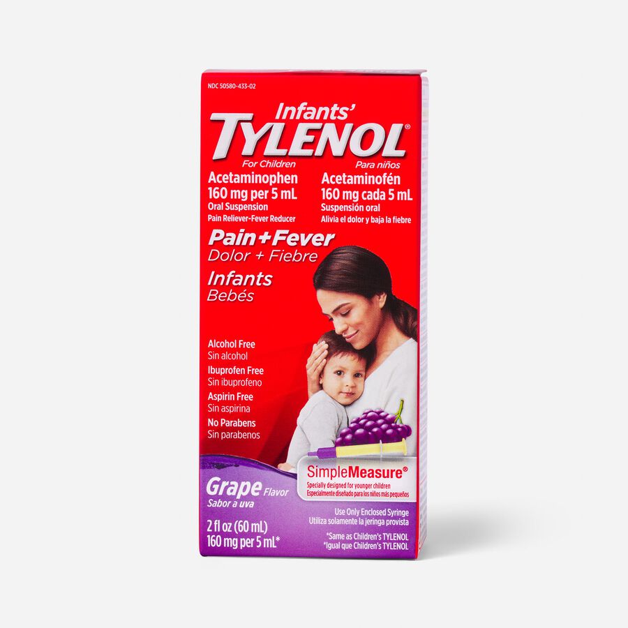 Tylenol Pain Reliever and Fever Reducer, Infant, Simple Measure, Grape, 2 fl oz., , large image number 1