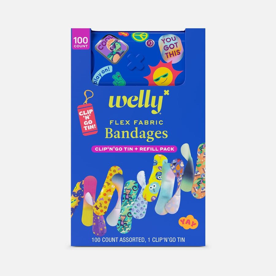 Welly Flex Fabric Bandages & Clip ‘N' Go Tin, 100 ct., , large image number 0