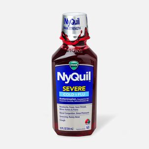 Vicks NyQuil Severe Cold and Flu Liquid, Berry, 12 oz.