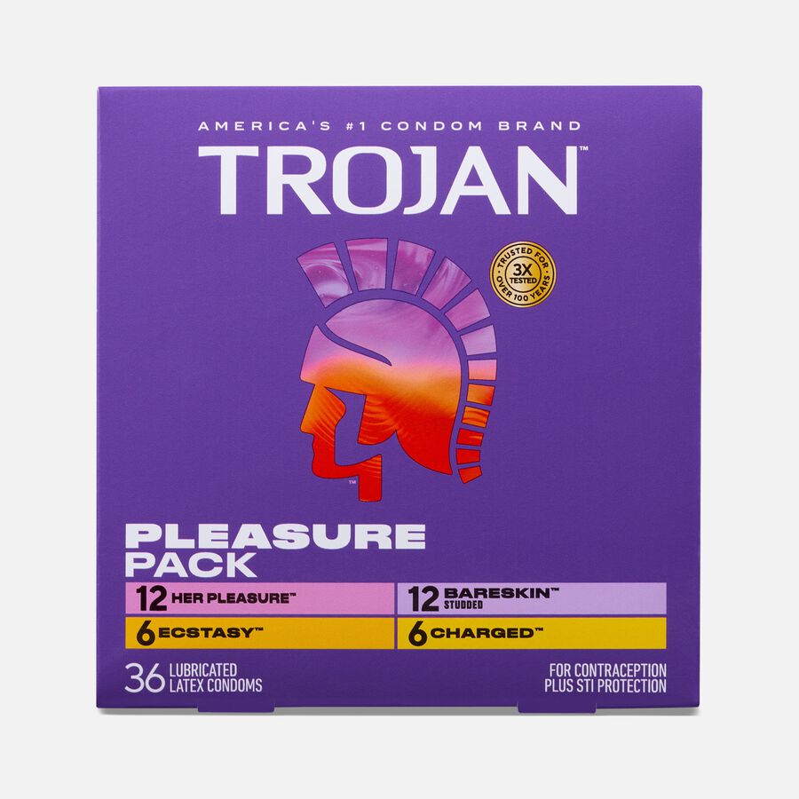 HSA Eligible Trojan Latex Condom Pleasure Pack Lubricated, 12 ct