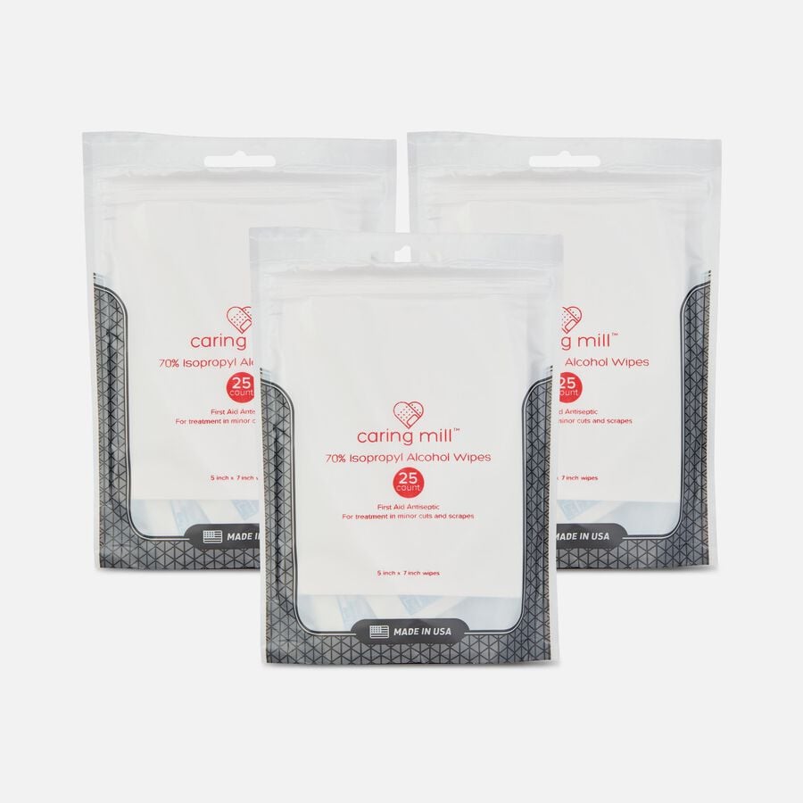 Caring Mill™ Travel Alcohol Wipes, 25 ct. (3-Pack), , large image number 0
