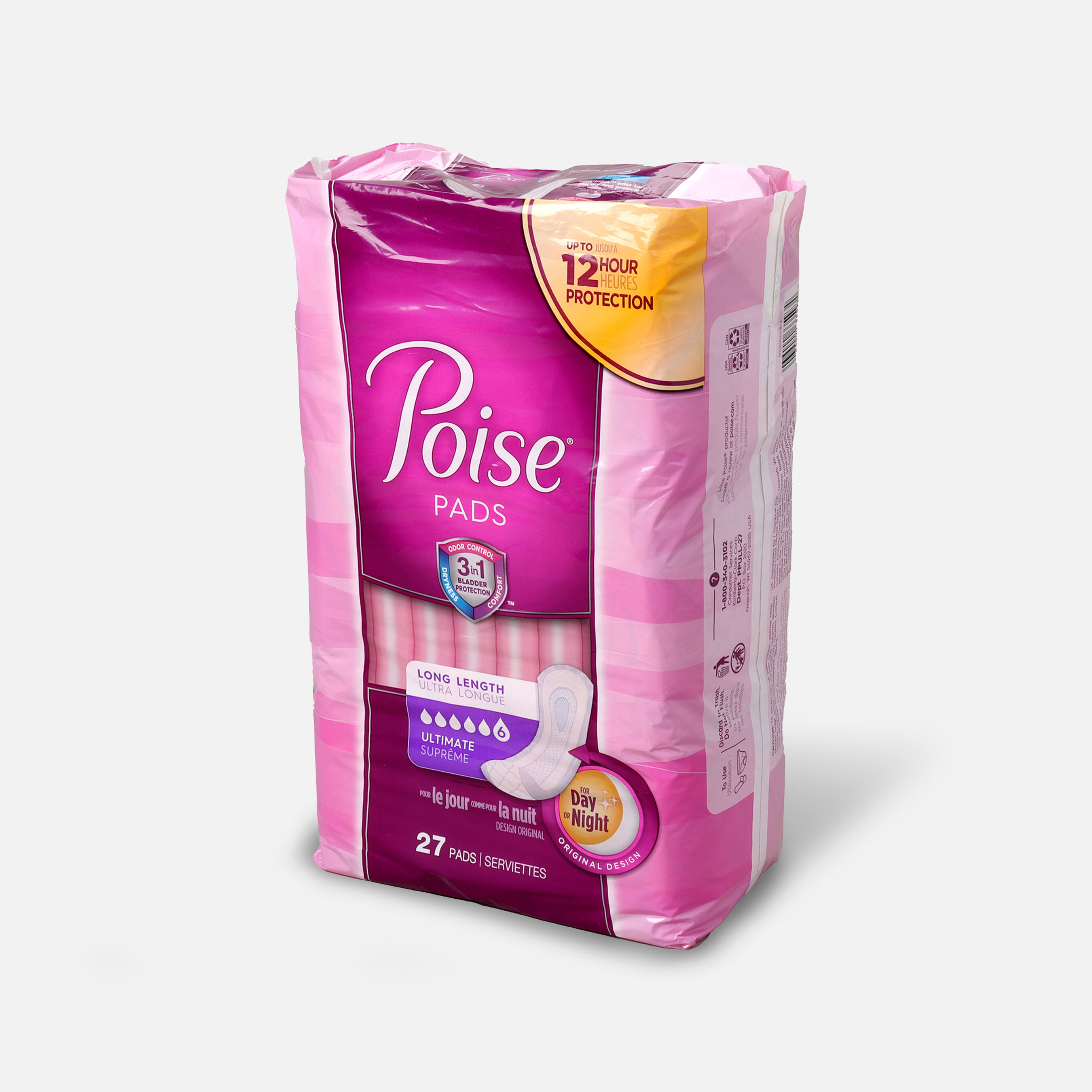 Poise Incontinence Pads, Ultimate Absorbency, Long, 27ct