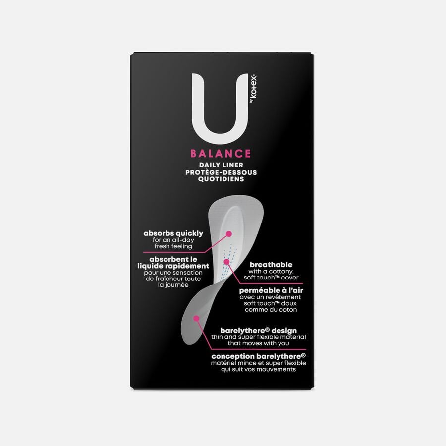 U by Kotex Balance Daily Wrapped Panty Liners, Light Absorbency, Regular Length, 50 ct., , large image number 1