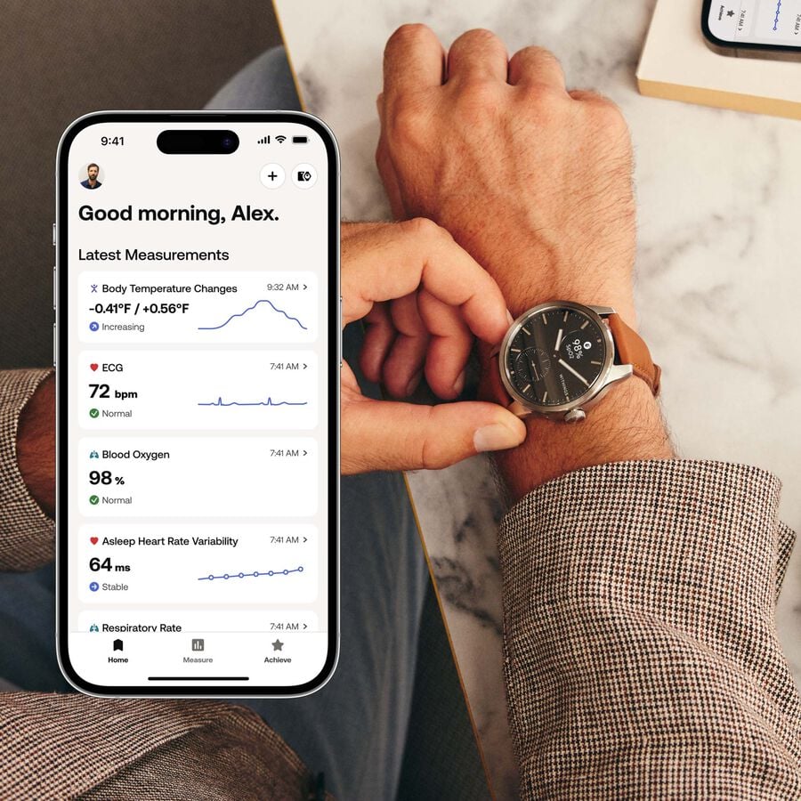Withings ScanWatch 2 Smart Wearable Health Tracker, 42mm, Black, , large image number 3