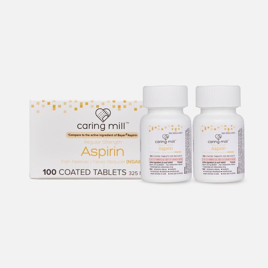Caring Mill™ Aspirin Pain Reliever/ Fever Reducer (NSAID) Tablets, 100 ct. (2-Pack), , large image number 0