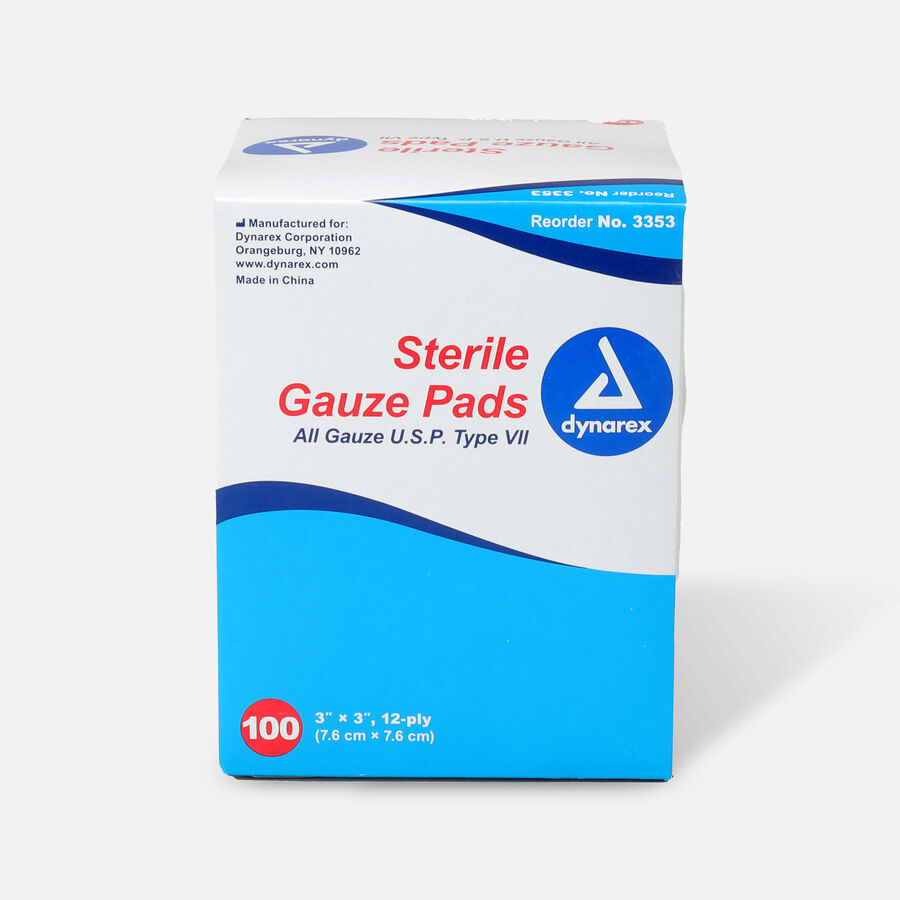 Dynarex Gauze Pads Sterile, 12 ply, 3 in x 3 in, 100 ct., , large image number 0