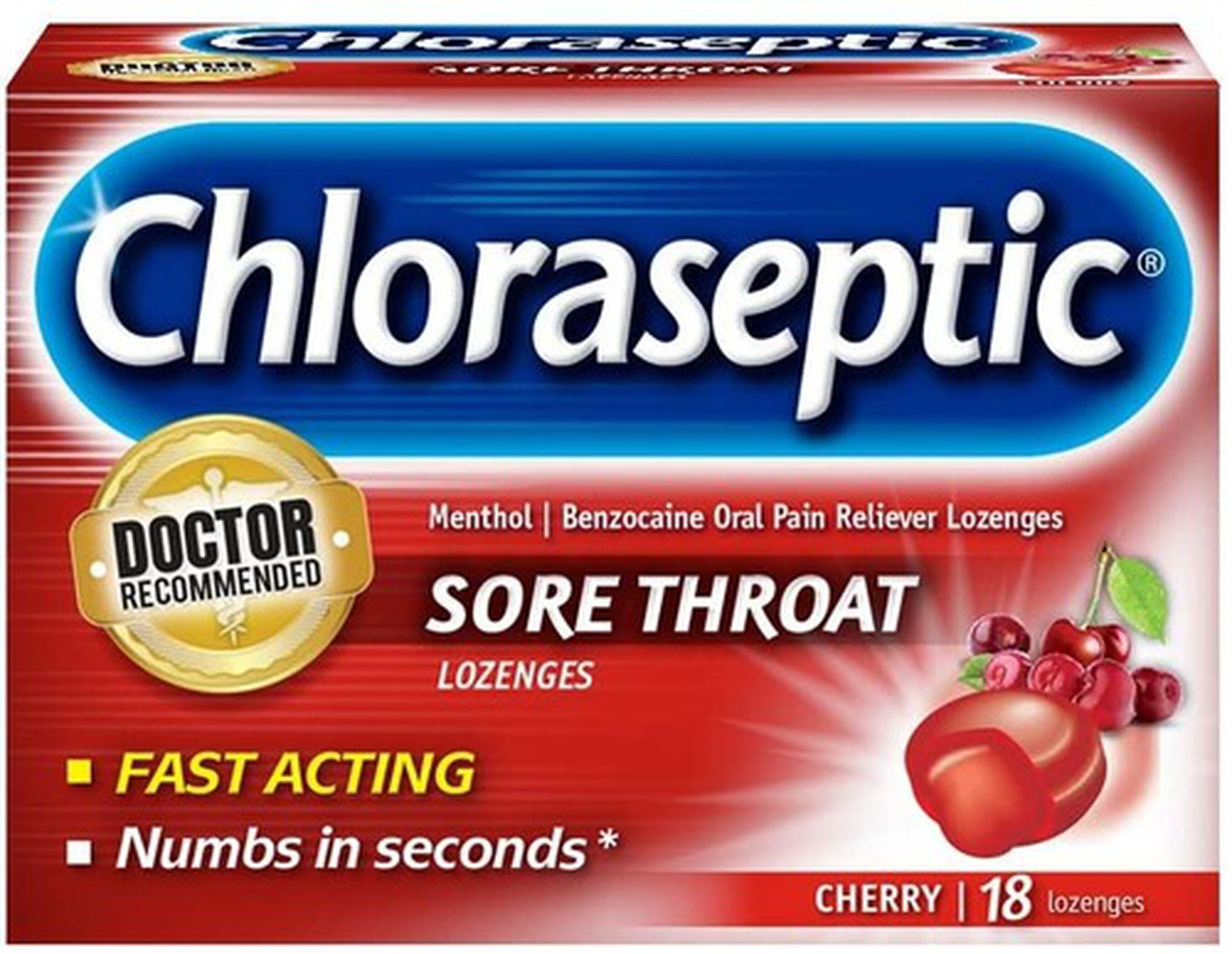 Chloraseptic, Cherry, Sore Throat Lozenges, 18 ct.
