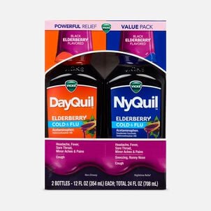 Vicks&reg; DayQuil&trade; & NyQuil&trade; Cold & Flu Combo-Pack, Elderberry, 12 fl oz.