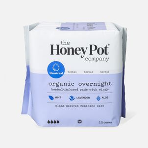 The Honey Pot 100% Organic Top Sheet Super Herbal Menstrual Pads with Wings