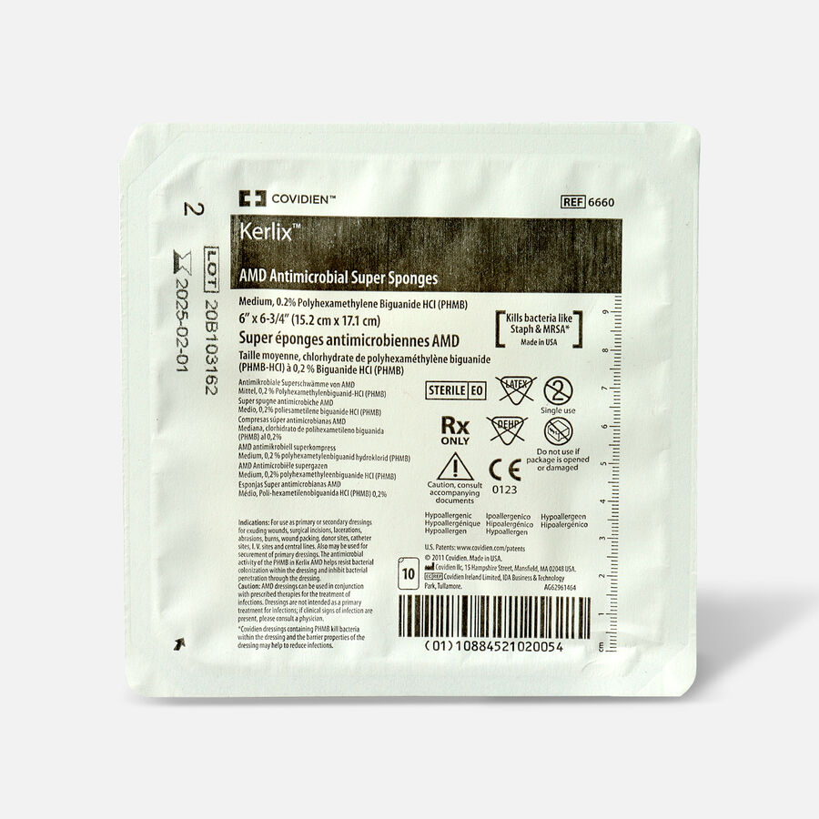 Kerlix AMD Antimicrobial Super Sponges Medium Sterile 10'S In Rigid Tray