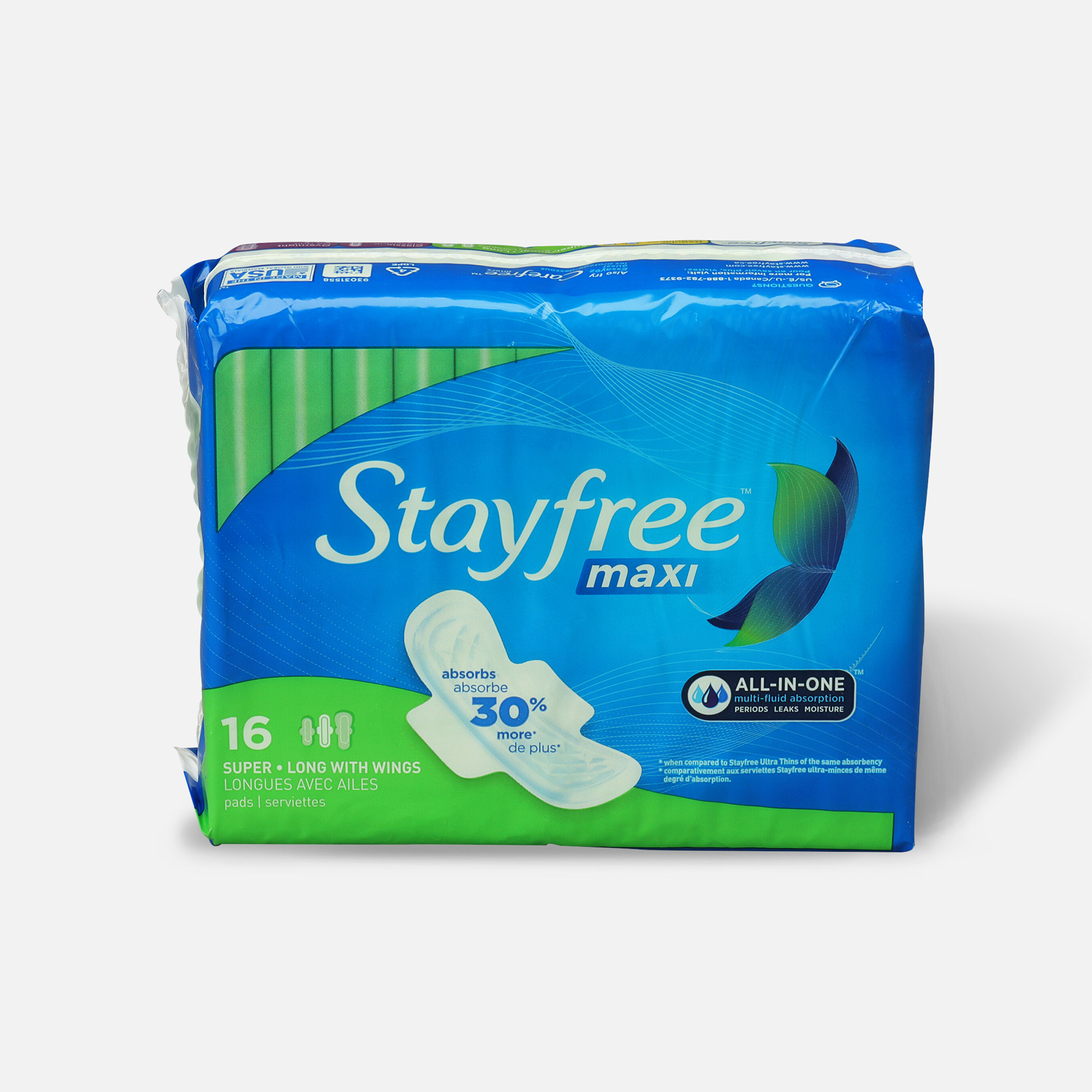 Stayfree Maxi Pads Super Long with Wings, 16ct