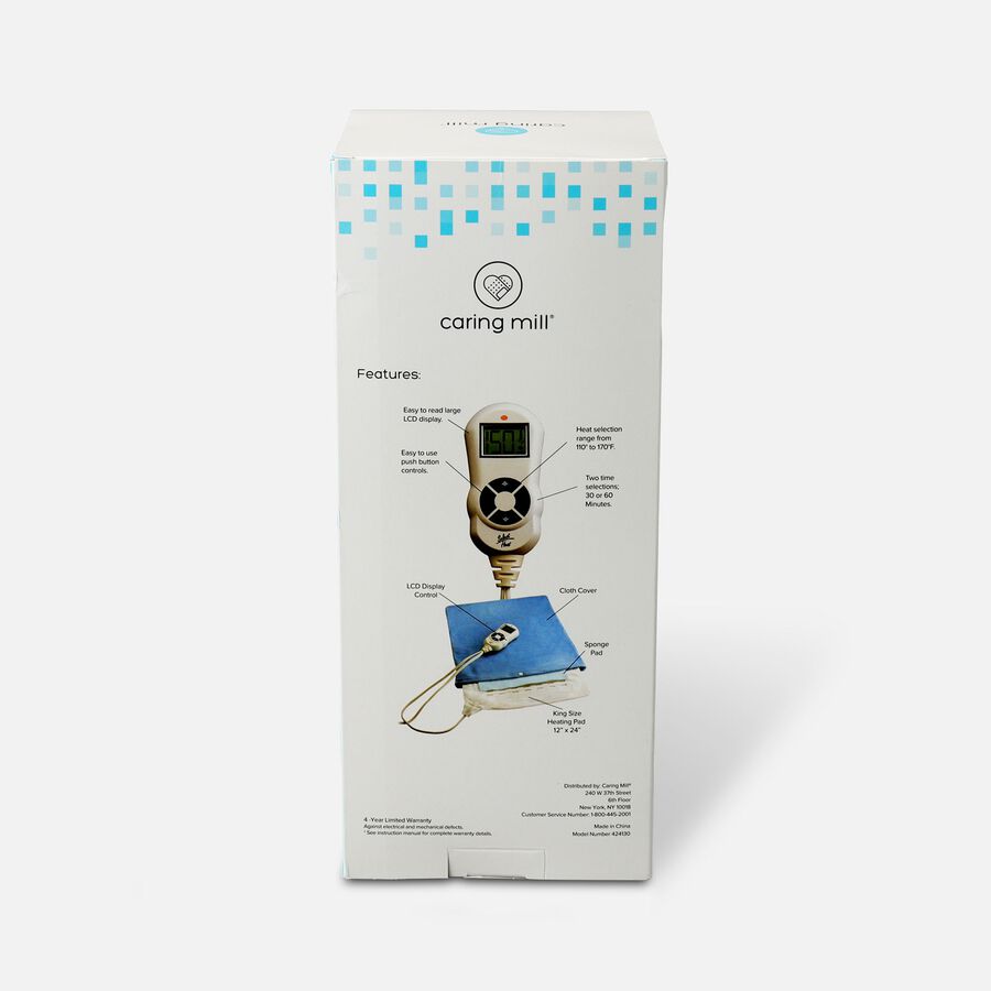 Caring Mill® LCD Moist/ Dry Heating Pad King Size 12" x 24", , large image number 1