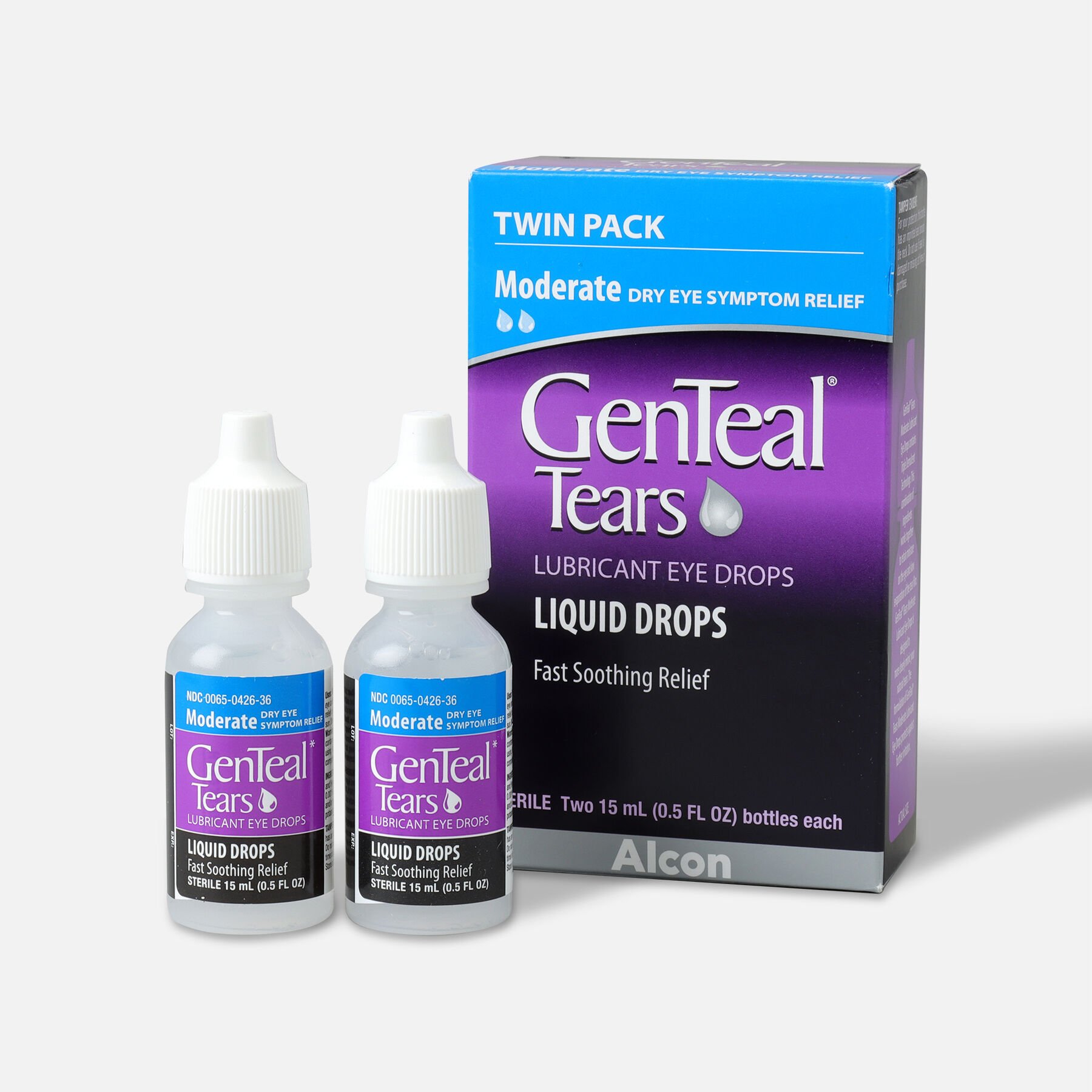 GenTeal Tears Moderate Relief Lubricant Eye Drops, Twin Pack