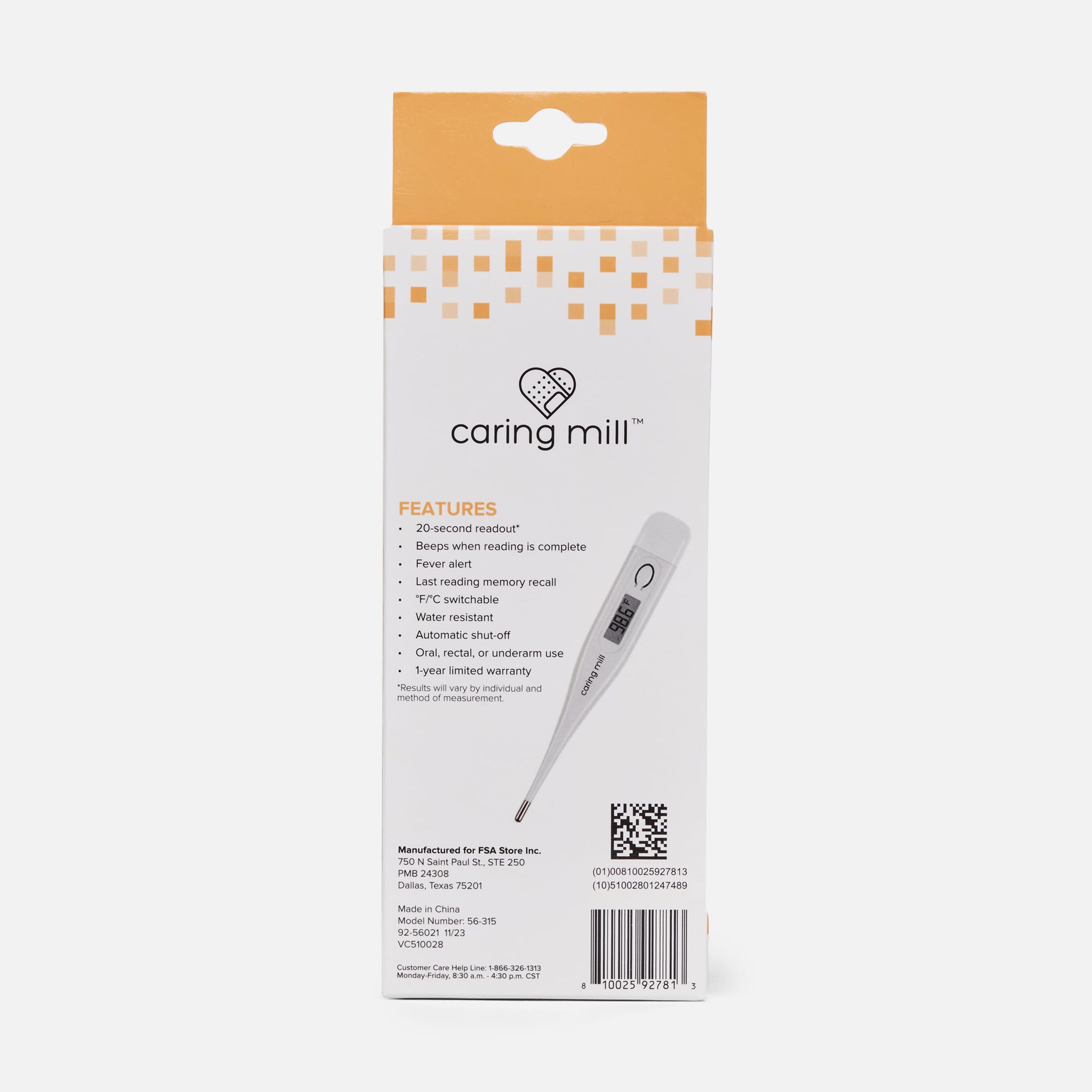 HSA Eligible Caring Mill™ Digital Thermometer with Case HSA Eligible