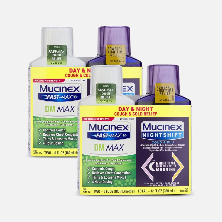 Mucinex Fast-Max DM Max & Nightshift Cold & Flu Combo Pack, 6 fl oz. (2-Pack), , large image number 0