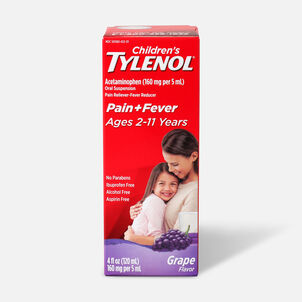 Children's Tylenol Fever Reducer & Pain Reliever, Ages 2-11, Grape Splash, 4 fl oz.