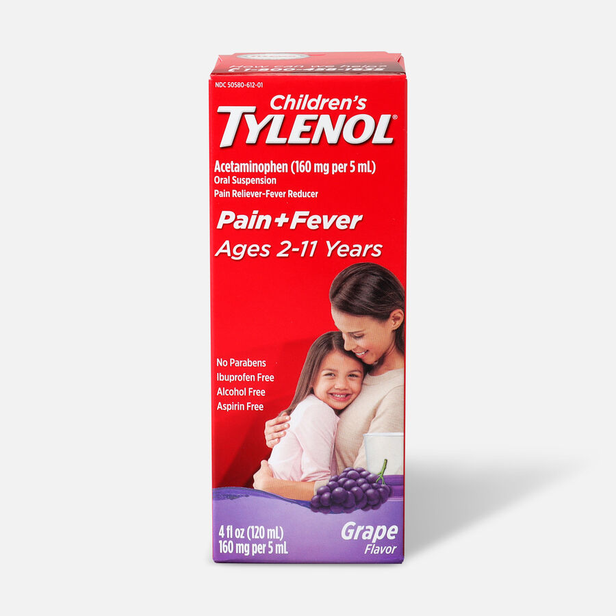 Children's Tylenol Fever Reducer & Pain Reliever, Ages 2-11, Grape Splash, 4 fl oz., , large image number 0