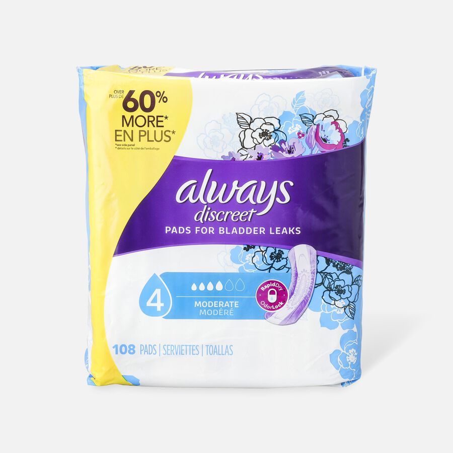 Always Discreet Moderate Incontinence Pads, 108 ct., , large image number 0