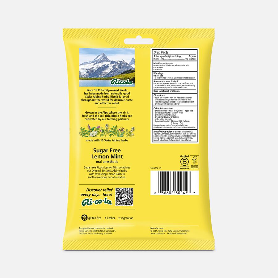 Ricola Sugar Free Lemon Mint Throat Drops, 45 ct., , large image number 1