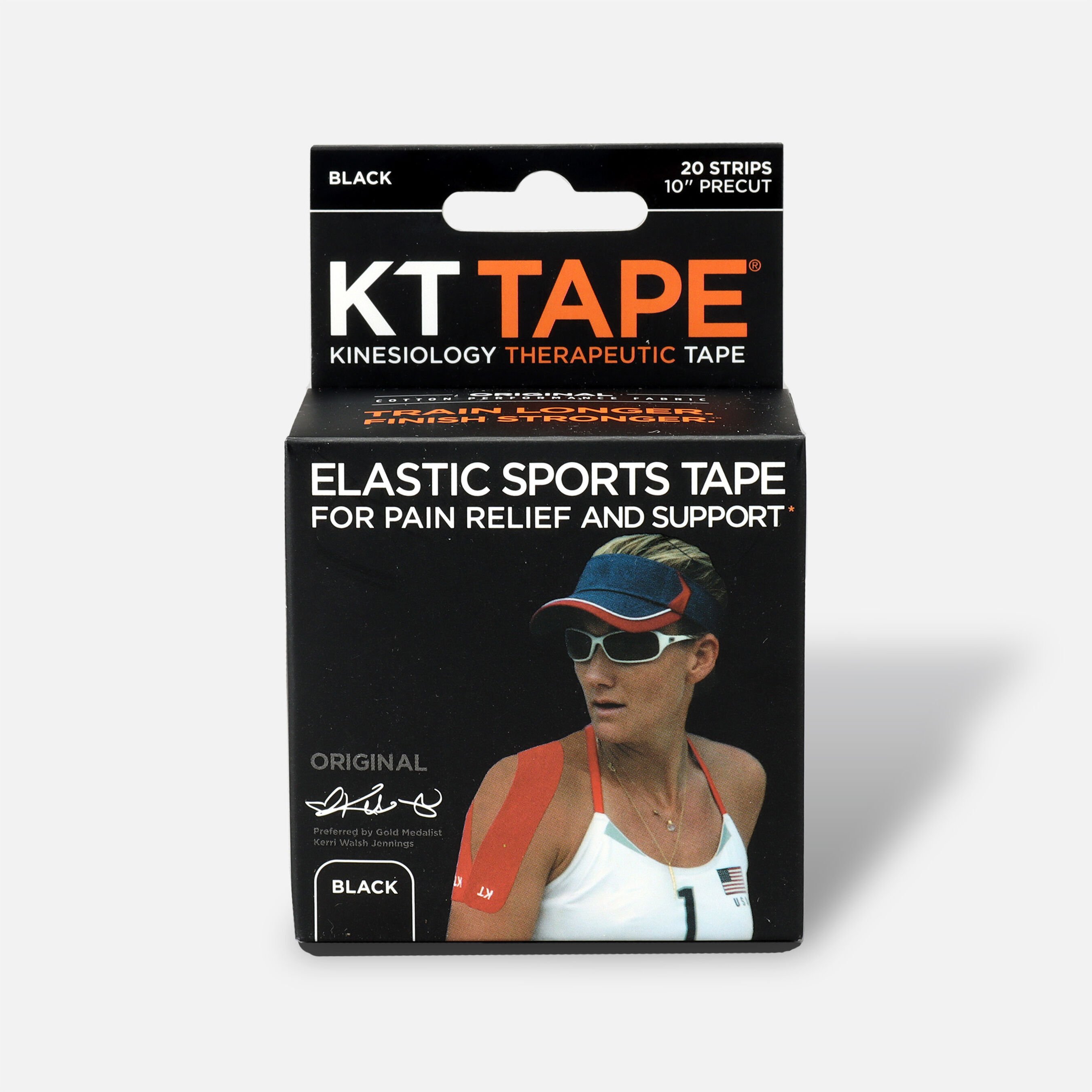 HSA Eligible KT TAPE Original, Precut, 20 Strip, Cotton, Black HSA
