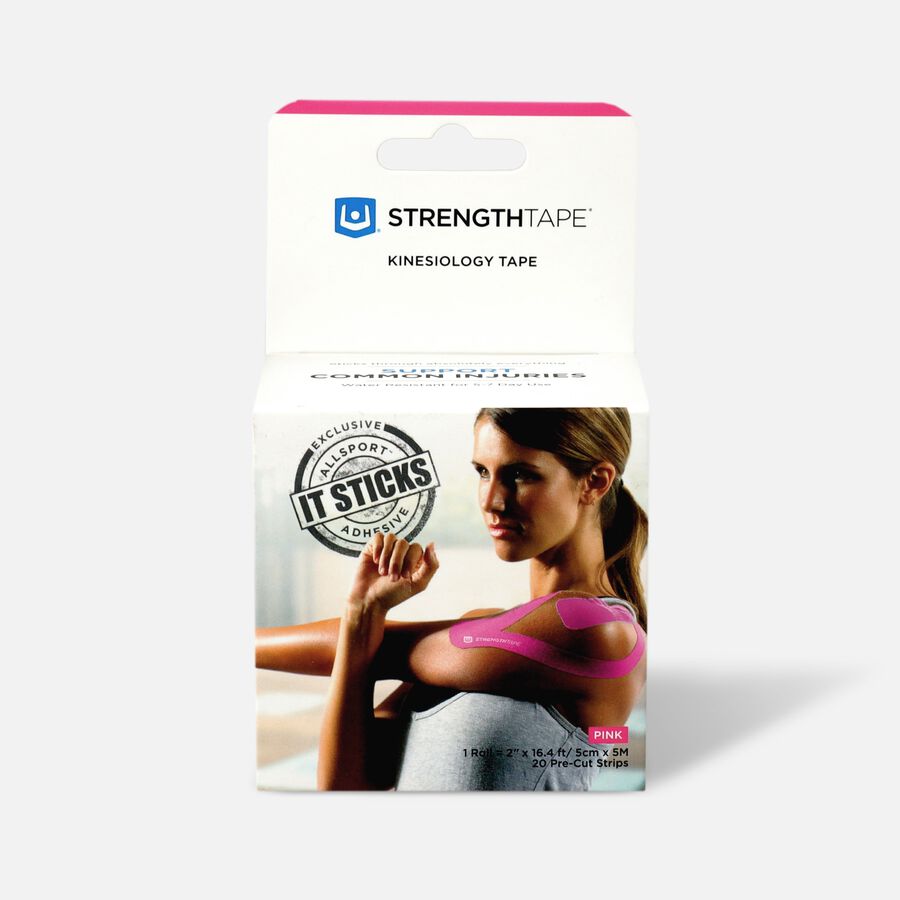 StrengthTape Kinesiology Precut Tape, Pink, 20 ct., Pink, large image number 0