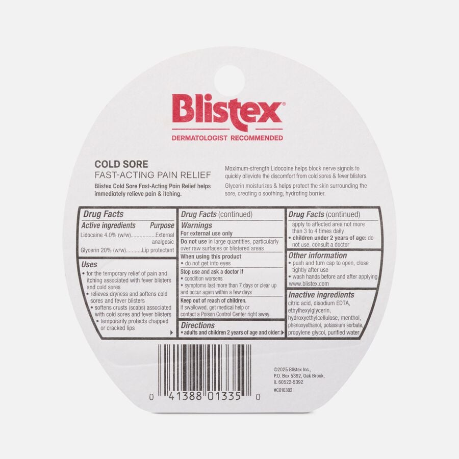 Blistex Cold Sore Fast-Acting Pain Relief, 0.15 oz., , large image number 1