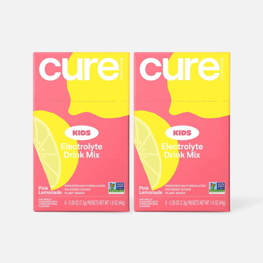 Cure Kids Hydrating Electrolyte Mix Pouch, Pink Lemonade, 6 ct. (2-Pack), , large image number 0