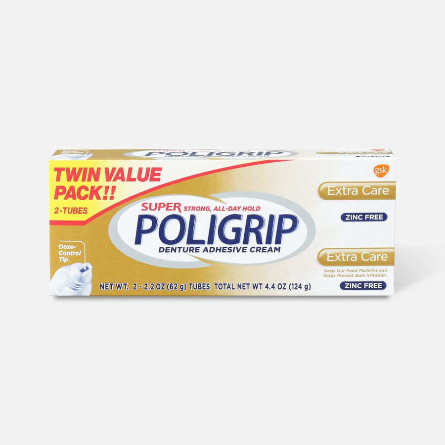 Super Poligrip Extra Care Zinc Free Denture Adhesive Cream - Twin Pack, , large image number 0