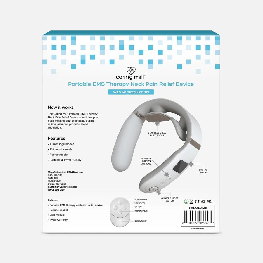 Caring Mill™ Cordless Portable Neck EMS Pain Relief Device with Heat Therapy, , large image number 2