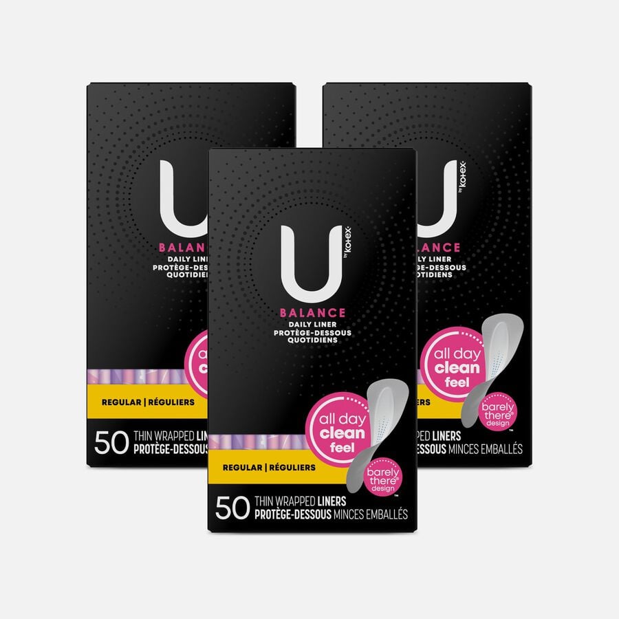 U by Kotex Barely There Liners, Light Absorbency, Regular, Fragrance-Free, 50 ct. (3-Pack), , large image number 0