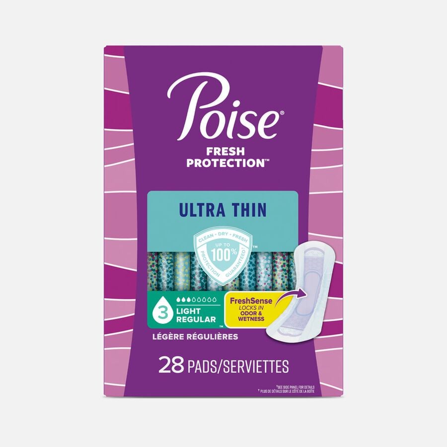 Poise Ultra Thin Incontinence Pads, Light Regular, 28 ct., , large image number 0