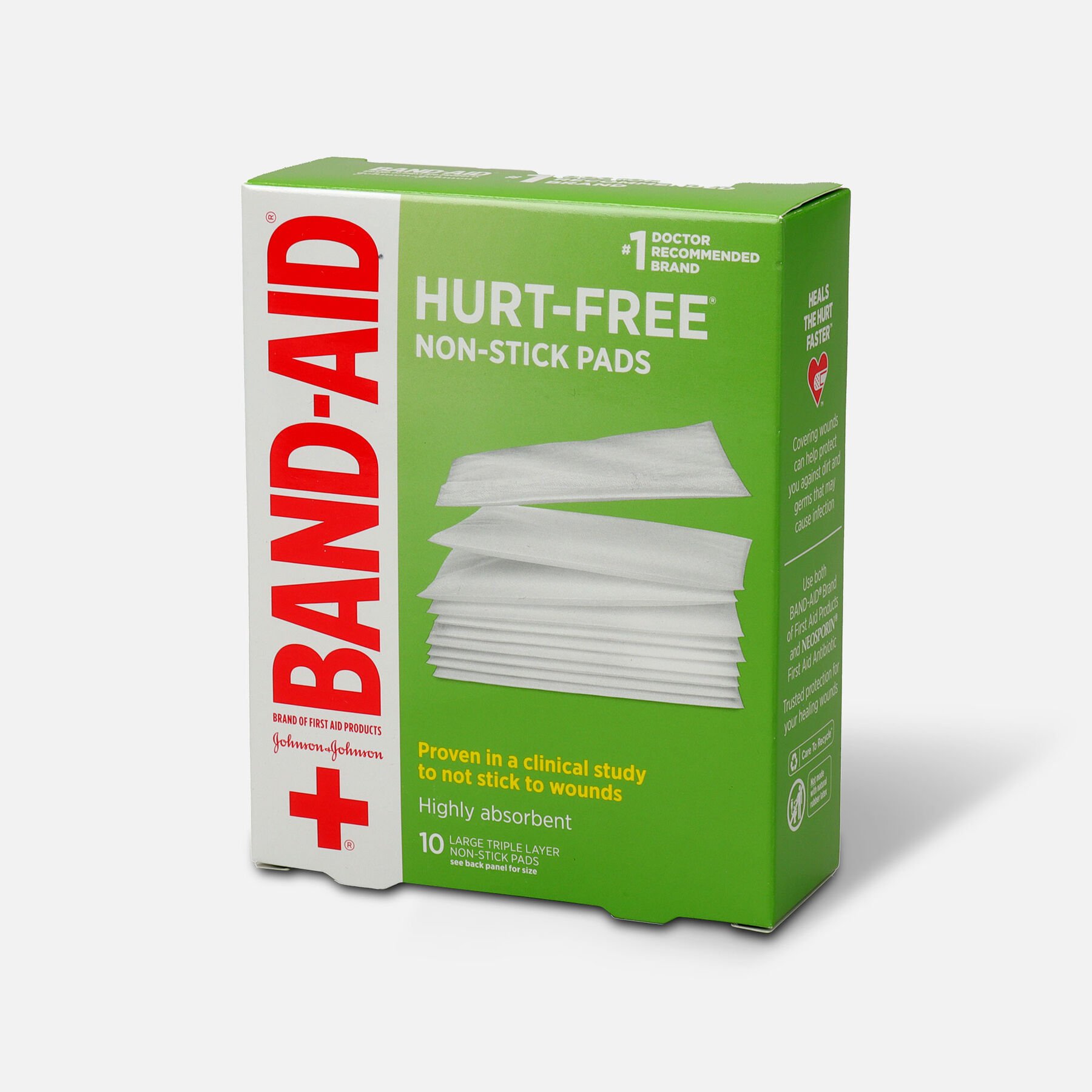 BANDAID® Adhesive Bandages, Large NonStick Pads, 10 3Inch x 4Inch Pads