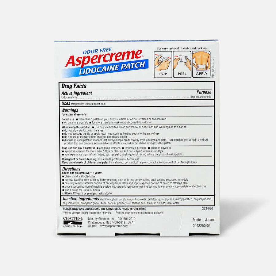 Aspercreme with 4% Lidocaine Patch, 5 ct., , large image number 1