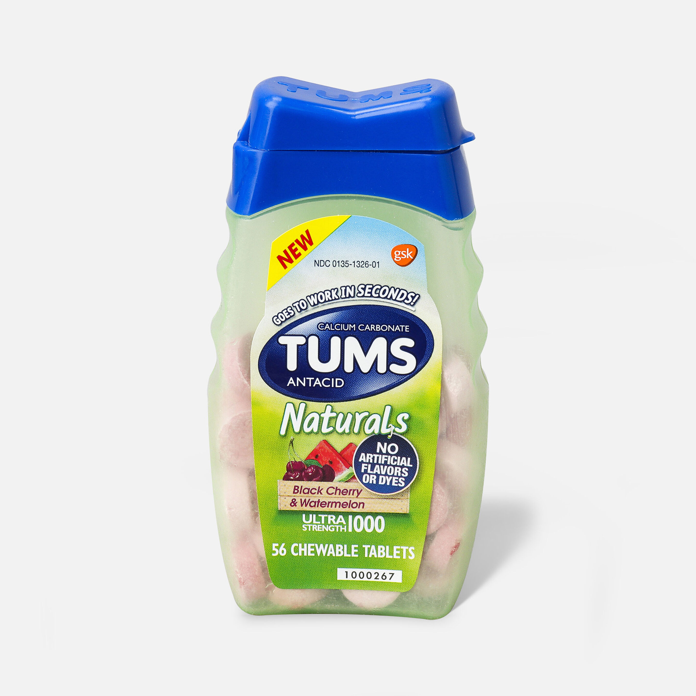 TUMS Naturals Ultra Strength Chewable Tablets, 56 ct