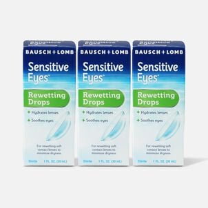 Sensitive Eyes Drops for Rewetting Soft Lenses to Minimize Dryness, 1 fl oz. (3-Pack)